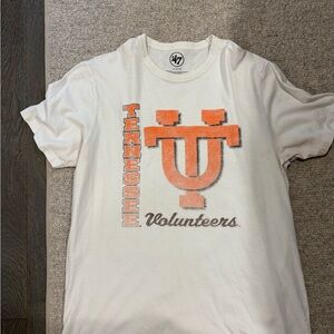 47 Brand White Tee with Orange Logo